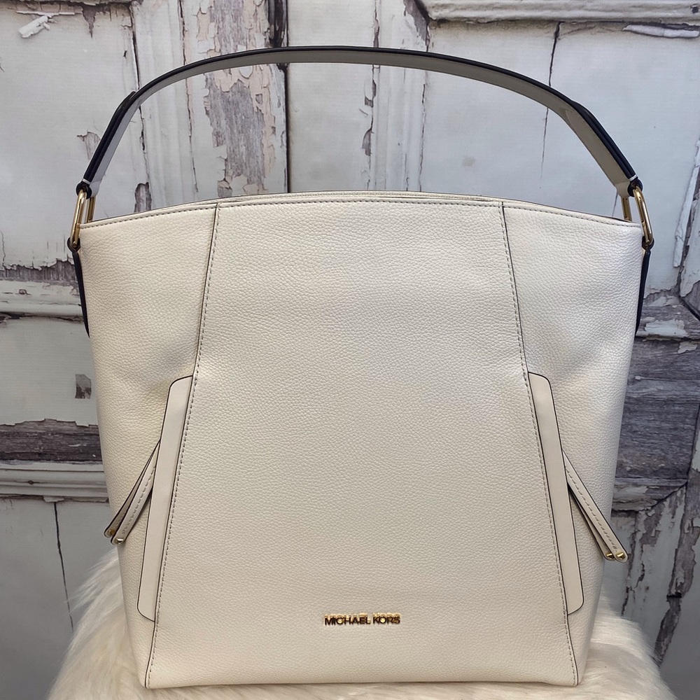 Michael Kors Evie Lt Cream Leather Shoulder Bag NWT